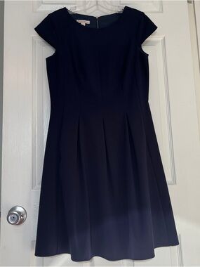 Dress Barn Classic Navy Cap-Sleeve Fit & Flare Dress